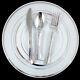 180 People Dinner Wedding Disposable Plastic Plates Silverware Silver Rim Party