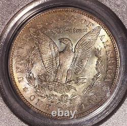 1904-O Morgan $ PCGS 64, Multi-color rev. Tone, Flashy obv with golden rim toning