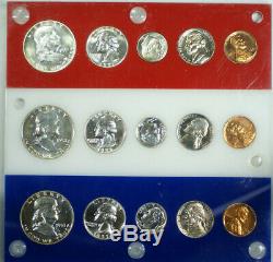 1951 1952 1953 Silver Proof Sets with Light Rim Toning in Patriotic Plastic Case