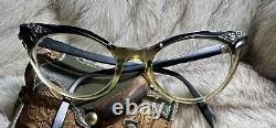 2 Vintage Bausch & Lomb Cat Eye Horn Rim Eyeglass Frames & 1 Case