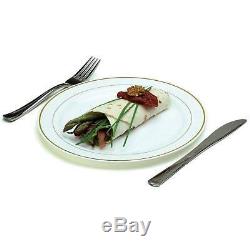 200 Disposable Silver Rimmed Plates Plastic 23cm Bulk Party Catering Event Food