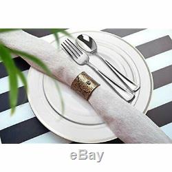 200 Flatware Sets Piece White And Silver Rimmed Plastic Plate Includes 100