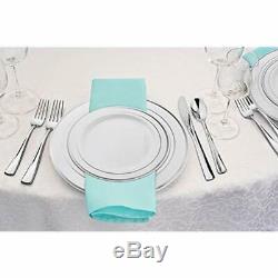 200 Flatware Sets Piece White And Silver Rimmed Plastic Plate Includes 100