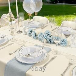 200 Pack Plastic Bowls with Silver Rim, 12 oz Disposable Soup Bowls, Heavy-du