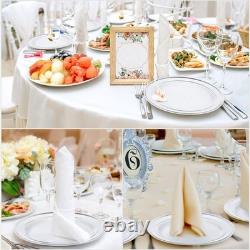 200 Pieces Disposable Plates Plastic Party Plates with Rim Hard Plastic Appet