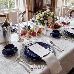 200PCS Blue Plastic Plates with Silver Rim Navy Blue Plastic Plates