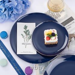 200PCS Blue Plastic Plates with Silver Rim Navy Blue Plastic Plates Include