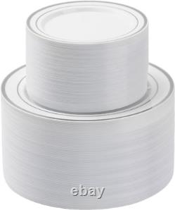 200PCS Premium Silver Disposable Plates Set for Parties & Weddings