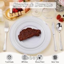 200PCS Premium Silver Disposable Plates Set for Parties & Weddings