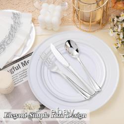 200PCS Premium Silver Disposable Plates Set for Parties & Weddings