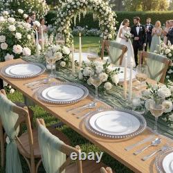 200PCS Silver Rimmed Plastic Plates Set 100 Dinner & 100 Dessert Plates for Pa
