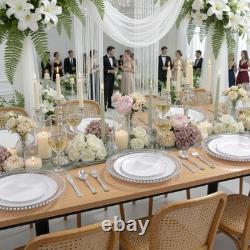 200PCS Silver Rimmed Plastic Plates Set 100 Dinner & 100 Dessert Plates for Pa