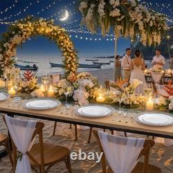200PCS Silver Rimmed Plastic Plates Set 100 Dinner & 100 Dessert Plates for Pa