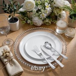 200PCS Silver Rimmed Plastic Plates Set 100 Dinner & 100 Dessert Plates for Pa
