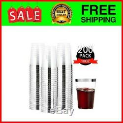 200pcs Silver Rimmed Plastic Cups, 10 OZ Clear Disposable Tumblers