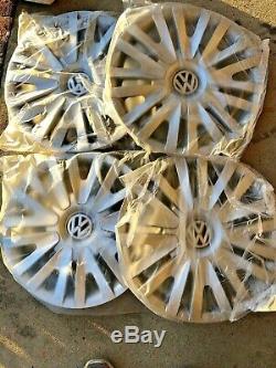 2010-2014 VOLKSWAGEN VW Golf 15 Silver Wheel Covers With Insert Lot of 4