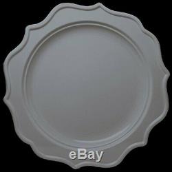 288-Pack Silver Color Round Scalloped Rim Disposable Plastic Plate Set for 96 G