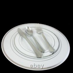 30-180 People Wedding Plastic Dinner Salad Plates Heavyweight Silverware 9 & 7