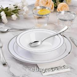 300 Pack Plastic Bowls with Silver Rim 300 Pack Plastic Bowls with Silver Rim