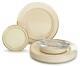 300 Pcs 60 Guest Wedding Dispose Plastic Ivory Gold Rim Plates Silver Silverware
