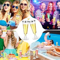 300 Pcs Plastic Champagne Flutes Bulk, 4.5 Oz Clear Disposable Champagne Flutes