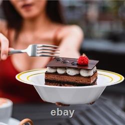 300 Pieces Plastic Bowls with Gold Rim 6 oz Disposable Small Salad Plastic Candy