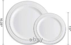 350-Piece Dinnerware Set 50 Rim Plates, 50 Silverware Pieces, 50 Plastic Cu