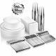 350 Piece Mcirco Silver Dinnerware Set 100 Rim Plastic Plates Silverware Cups