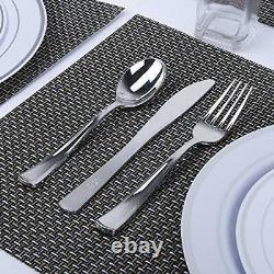 350 Piece MCIRCO Silver Dinnerware Set 100 Silver Rim Plastic Plates 50 Silv