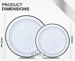 350 Piece MCIRCO Silver Dinnerware Set 100 Silver Rim Plastic Plates 50 Silv