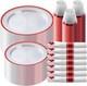 350 Piece Red Plastic Dinnerware Set For Party, Clear Disposable Plates