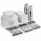 350 Piece Silver Dinnerware Set 100 Rim Plastic Plates Silverware Cups Linen