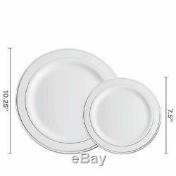 350 Piece Silver Dinnerware Set 100 Silver Rim Plastic Plates 50 Silver P