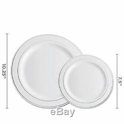 350 Piece Silver Dinnerware Set 100 Silver Rim Plastic Plates 50 Silver Plas