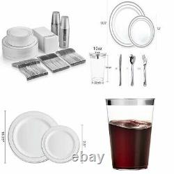 350 Piece Silver Dinnerware Set 50 Guest Rim 350 Piece