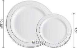 350 Piece Silver Dinnerware Set 50 Silver Rim Plates 50 Silverware 50 Silv