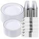 350 Piece Silver Plastic Dinnerware Set For 50 Guests, Fancy Disposable Plate