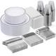 350 Pieces Silver Dinnerware Set For 50 Guests, Disposable Plastic Plates For