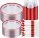 350pcs Clear & Red Disposable Party Set For 50 Guests 100 Plates, 50 Cups
