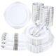 350pcs Plastic Plates Plastic Dinnerware Sets For 50 Guests 100 Silver