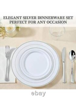 350pcs Gold Dinnerware Set For 50 Guests, Gold Rimmed Plastic Plates