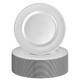 36 Pack 13 Inch Beaded Rim Silver Plastic Round Dinner Charger Plates