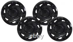4 Black E150 E250 Econoline Van 16 Full Wheel Covers Hub Caps Rim Simulators