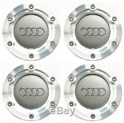 4 Pcs 146mm For Audi Silver Wheel Center Caps Hubcaps Rim Caps 8N0601165A Emblem