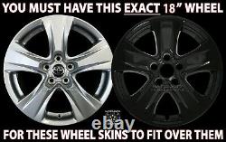 4 fit Toyota Highlander 2020-2021 Black 18 Wheel Skins Hub Caps Rim Skin Covers