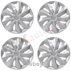 4PC 14 Inch Hubcas Wheel Covers Universal Silver Snap On fits R14 Tire and Rim