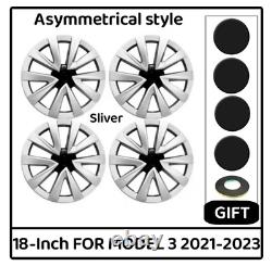 4pcs For Tesla Model 3 Car Wheel Caps 18 Inch Hubcaps Rim Caps Covers Silver NEW