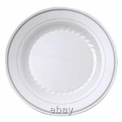 4x Masterpiece Plastic Plate with Silver Rim, 50-count (4 x 50 plates)