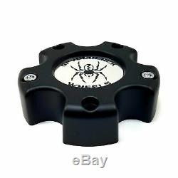4x Spyderlock Wheels Rim Center Hub Caps Satin Black PS756 5x4.5/5x5 Silver Logo