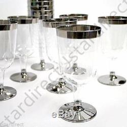 5.5oz 60 120 180 240 300 SILVER Rimmed Plastic Wine Champagne flutes Glass cup